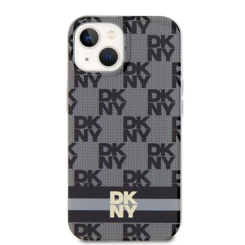 3. DKNY IML Checkered Mono Pattern & Printed Stripes MagSafe Hülle für iPhone 15/14/13 – Schwarz