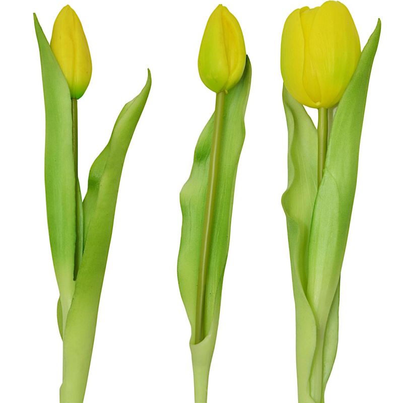 3. Strauß aus 7 gelben Tulpen, 31 cm, naturgetreue Frühlingsdekoration