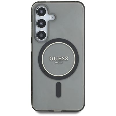 3. Guess Glitter Circle Classic Logo MagSafe Hülle für Samsung Galaxy S25 schwarz