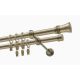Doppelte Gardinenstange Ø 19 mm Antik-Messing 480 cm Capri mit Ringen KOWALSKI