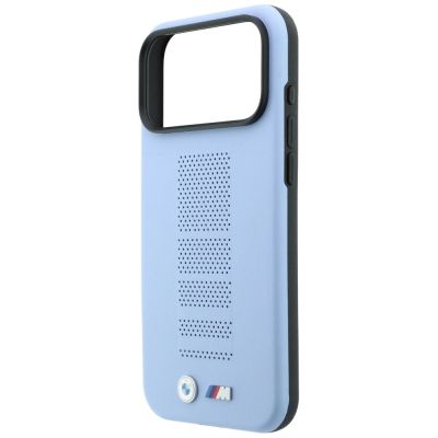 6. BMW M Blue Perfo Metal Logo MagSafe Hülle für iPhone 18 Pro / 17 Pro - Blau