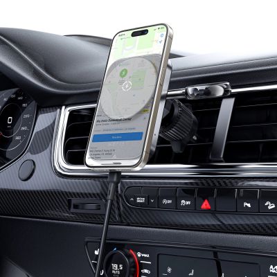 6. Acefast D18 Autohalterung mit MagSafe / Qi-Induktionsladegerät + USB-A USB-C-Kabel - Schwarz