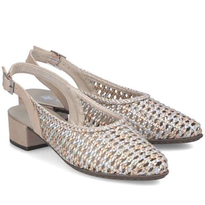 5. Damen-Sandalen in Metallic-Beige, Modell Rieker 47078-90