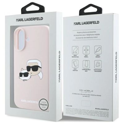 8. Karl Lagerfeld Silikon Nauble Heads Print MagSafe Case für iPhone 16 - Pink