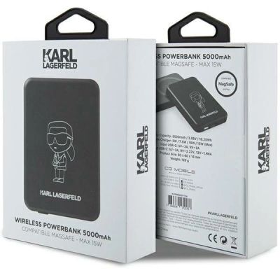 5. Karl Lagerfeld NFT Outline Ikonik MagSafe 5000 mAh Induktions-Powerbank – Schwarz