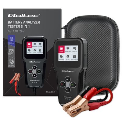 10. Qoltec 3-in-1 Digitaler Batterietester mit LCD-Display und polnischer Menüführung, 6 V, 12 V, 24 V, 10 Ah–200 Ah