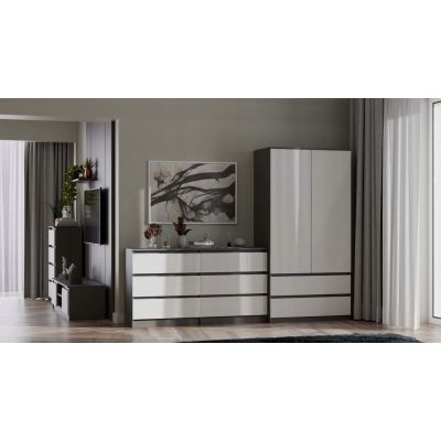 10. MALWA KLEIDERSCHRANK SS-90 ANTHRAZIT / WEISS SET