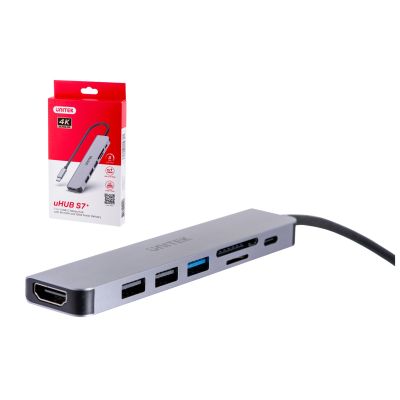 4. UNITEK HUB USB-C 7-in-1, HDMI 4K, PD 100W, 5GBPS, Aluminium