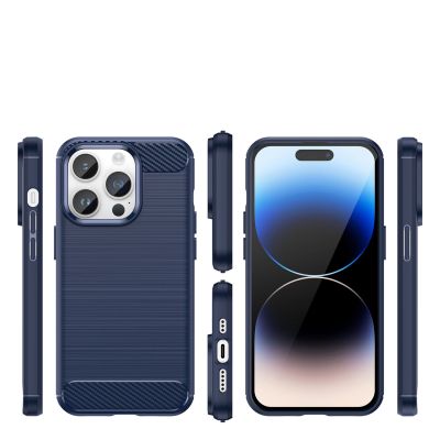 2. Carbon Case für iPhone 14 Pro Max flexible Gel-Rückseite blau