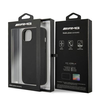 8. AMG AMHCP14MDOLBK iPhone 14 Plus 6,7 "schwarz / schwarz Hardcase Leder Hot Stamped