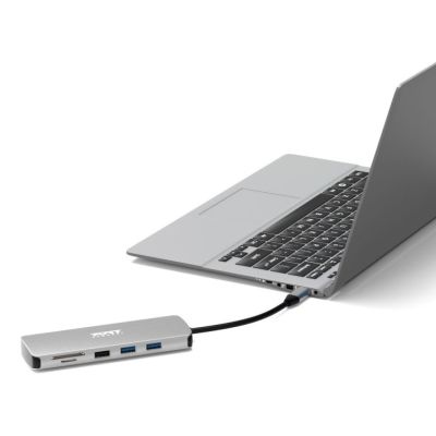 9. Port Designs 900164 Dockingstation, kabelgebunden, USB 3.2 Gen 1 (3.1 Gen 1), Typ-C, Edelstahl