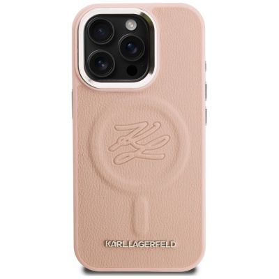3. Karl Lagerfeld MagSafe Hülle mit Initialen und Metalllogo für iPhone 16 Pro Max – Pink