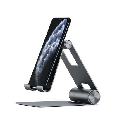5. Satechi R1 Aluminium Scharnierhalter Faltbarer Ständer - Faltbarer Aluminiumständer für MacBook/iPad (Space Grau)
