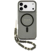 Guess IML Glitter Pearl Strap MagSafe Hülle für iPhone 18 Pro / 17 Pro – schwarz