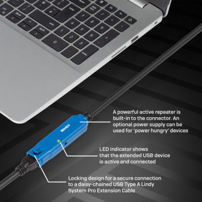 6. Lindy 43381 USB-Kabel USB 3.2 Gen 1 (3.1 Gen 1) 8 m USB-C USB-A Schwarz, Blau