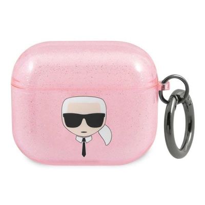 Karl Lagerfeld Glitzer Karl's Head Case für AirPods 3 – Pink