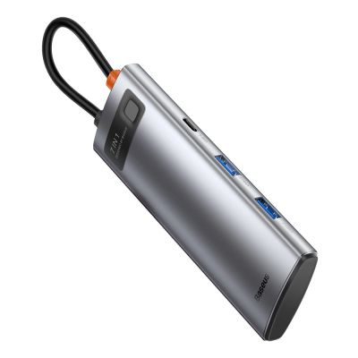 4. Baseus Metal Gleam Series multifunktionaler USB HUB 7in1 Typ C HDMI TF PD Kartenleser grau (WKWG020113)