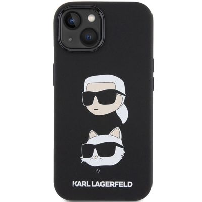 3. Karl Lagerfeld Silikon Karl&Choupette Head Hülle für iPhone 15 Plus / 14 Plus – Schwarz