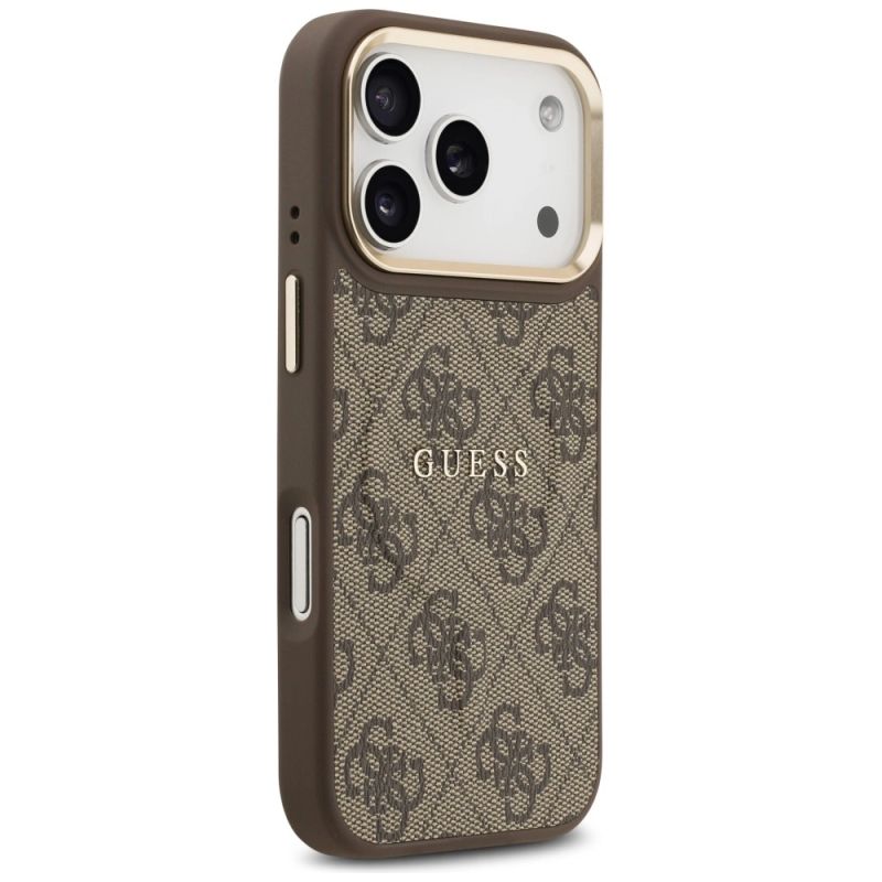 4. Guess 4G PU Classic Logo MagSafe Case für iPhone 17 Pro - Braun