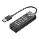 Orico PW3UR25-U3 USB-Hub mit 4 Anschlüssen (3x USB-A 3.0, 1x RJ45 2,5G Ethernet, 1,8 m Kabel) – Schwarz