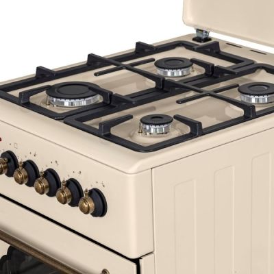 2. Retro Designe MPM-56-KRM-14 cremefarbener Gas-Elektroherd