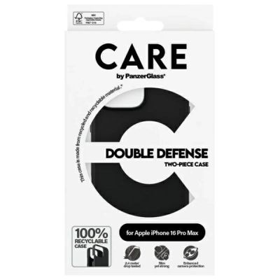 4. CARE by PanzerGlass Feature Double Defense Hülle für iPhone 16 Pro - Schwarz