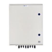 Hermetischer DC/AC-Emitteranschlusskasten IP66 mit Dehn 1000-V-DC-Überspannungsableiter Typ 2, 6 x PV-String, 6 x MPPT // Dehn-AC-Begrenzer Typ 2, 100 A 3-phasig, FR 100 A, Phasensignal + Buchse