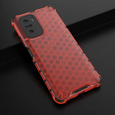 4. Honeycomb Handyhülle Schutzhülle mit TPU Rahmen für Xiaomi Redmi K40 Pro+ / K40 Pro / K40 / Poco F3 rot