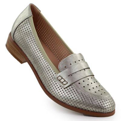 4. Damen-Loafer mit Lochmuster, Metallic-Gold, Potocki 12581