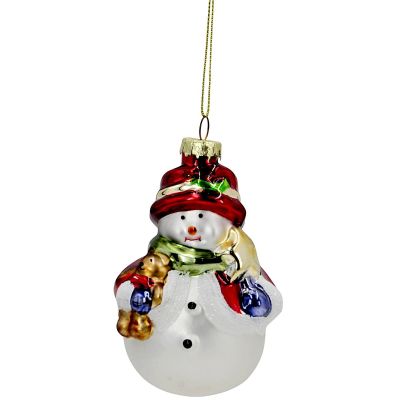 2. GLAS-WEIHNACHTSKUGEL IN FORM EINES SCHNEEMANNS 11 CM SASKA GIFT & DECOR