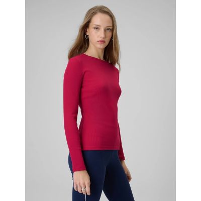 4. Damen Langarm-Strickpullover mit schmaler Rippstrickbündchen, Größe 4F 4FRAW25TLONF656-53S