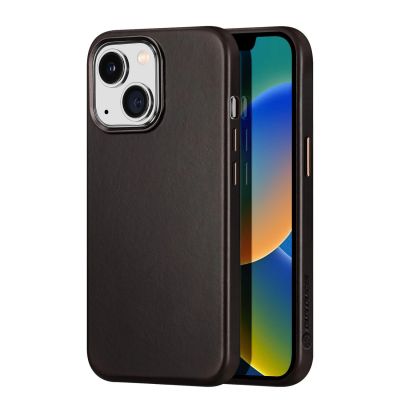 Dux Ducis Naples Hülle für iPhone 14 Plus Lederhülle (MagSafe kompatibel) Dunkelbraun
