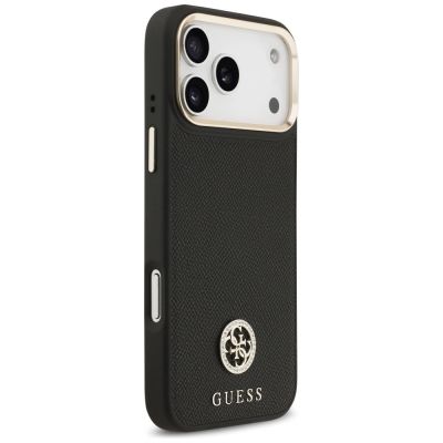 4. Guess Grained Strass Logo MagSafe Hülle für iPhone 17 Pro Max - Schwarz