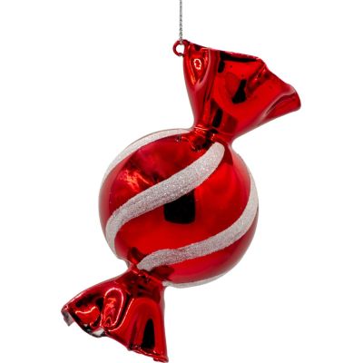 GLAS-CHRISTBAUMKUGEL IN BONBONFORM MICA ROT