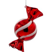 GLAS-CHRISTBAUMKUGEL IN BONBONFORM MICA ROT