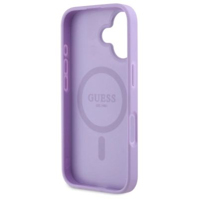 7. Guess Saffiano MagSafe Hülle für iPhone 16 – Lila
