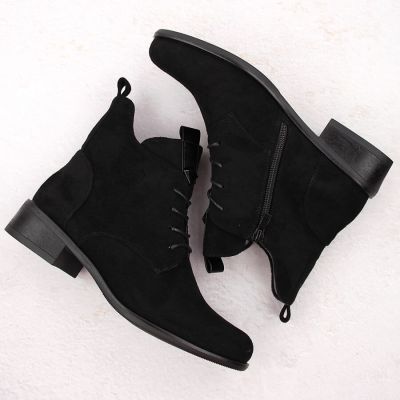 10. Damen-Boots mit Schnürung und Reißverschluss, warm gefüttert, schwarz M.Daszyński SA198-24