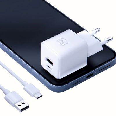 8. 3mk Hyper GaN Ladegerät 20W QC4+ PD PPS USB-C USB-A Wandladegerät - Weiß