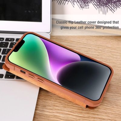 16. Nillkin Qin Leder Pro Hülle iPhone 14 Plus Kamera Cover Holster Cover Flip Case Schwarz