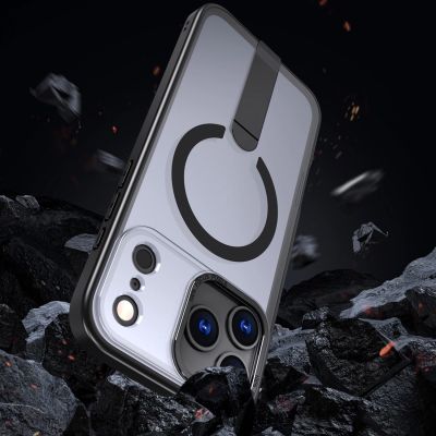 6. Hybrid Armor X Hülle für iPhone 17 Pro mit MagSafe-kompatiblem Ständer - Schwarz