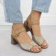 23. Damen-Sandalen mit Flechtoptik und Blockabsatz, beige M.Daszyński MR24125-4