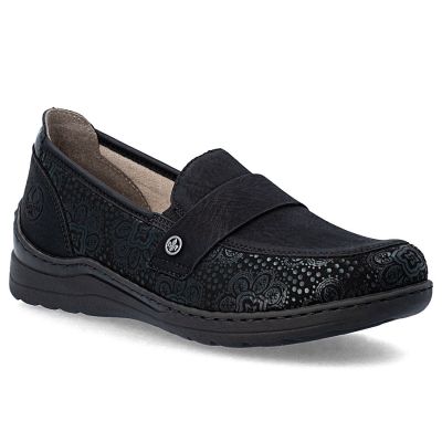 Bequeme schwarze Damenmokassins von Rieker, Modell 48968-00
