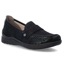 Bequeme schwarze Damenmokassins von Rieker, Modell 48968-00