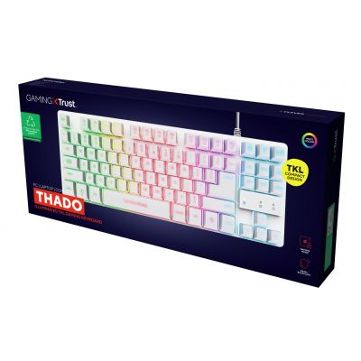 8. TRUST GXT833W THADO TKL US Weiße Gaming-Tastatur