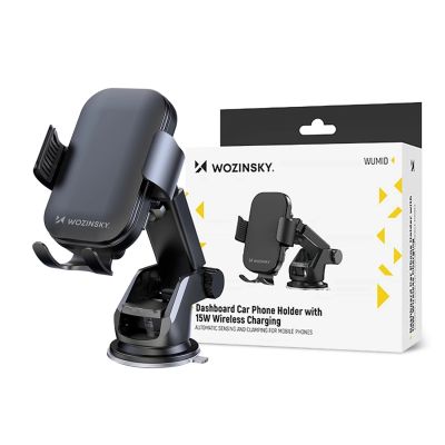 4. Wozinsky WUMID Auto-Armaturenbrett-Telefonhalterung mit 15 W induktivem Ladegerät, Schwarz