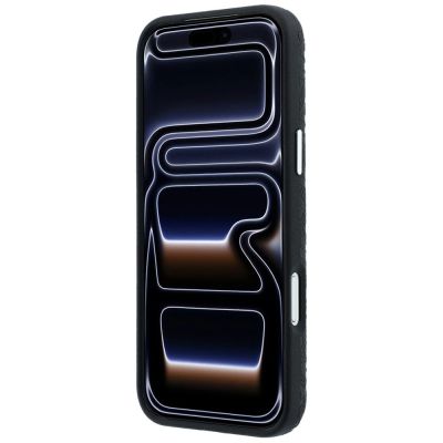 5. Karl Lagerfeld MagSafe-Schutzhülle aus Metall mit genarbtem Allover-Logo für iPhone 17 Pro / 18 Pro – Schwarz