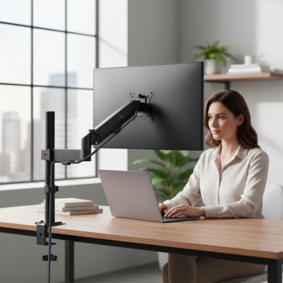 7. MACLEAN Monitorhalterung, Gasfeder, 17"-32", 2-10 kg, Schwarz MC-135