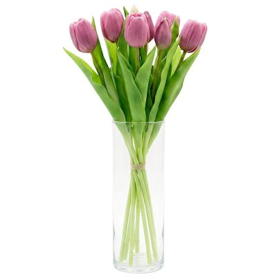 9. Strauß aus 7 hellvioletten Tulpen, 31 cm, naturgetreue Frühlingsdekoration