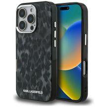 Karl Lagerfeld IML MagSafe-Hülle mit Leopardenmuster für iPhone 16 Pro – Schwarz