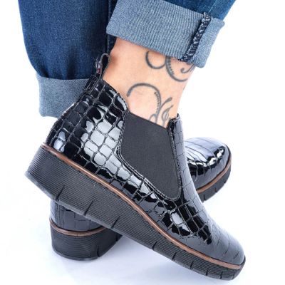 69. Rieker W R474 Schlangenleder Stiefeletten schwarz